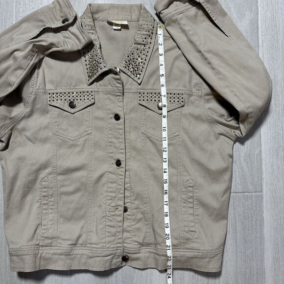 VTG  Womens L Studded Denim Button Up Jacket  Retro Y2K 90’s Fairy - Picture 9 of 11
